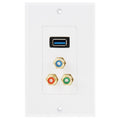 USB 3.0 Female Plug + 3 RCA Female Plugs Wall Plate Panel Default Title