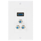 USB 3.0 Female Plug + 3 F Female Plugs Wall Plate Panel Default Title
