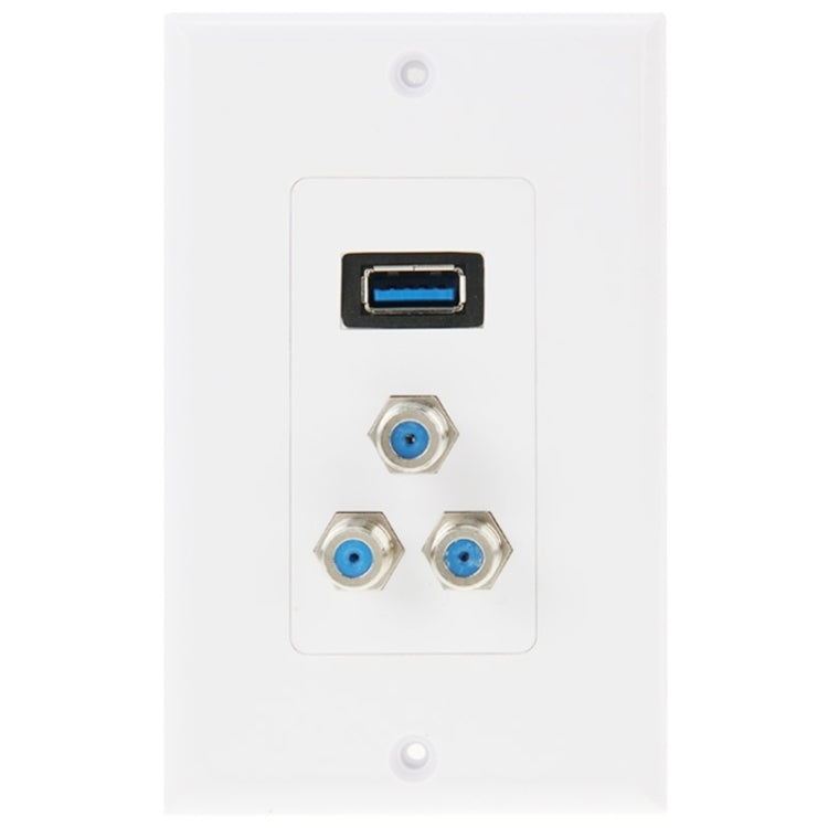 USB 3.0 Female Plug + 3 F Female Plugs Wall Plate Panel Default Title