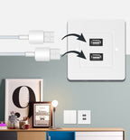 Dual USB 2.0 Female Plugs Home Wall Charger Plate Wall Plate Panel, 2 Ports USB 2.0 2 Ports USB 2.0