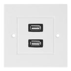 Dual USB 2.0 Female Plugs Home Wall Charger Plate Wall Plate Panel, 2 Ports USB 2.0