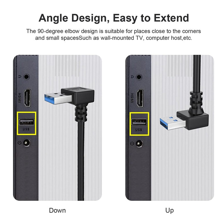 USB 3.0 Down Angle 90 degree Extension Cable Male to Female Adapter Cord, Length: 15cm, Down Angle AM to AF, length: 15cm – Durable Build, Easy to Use