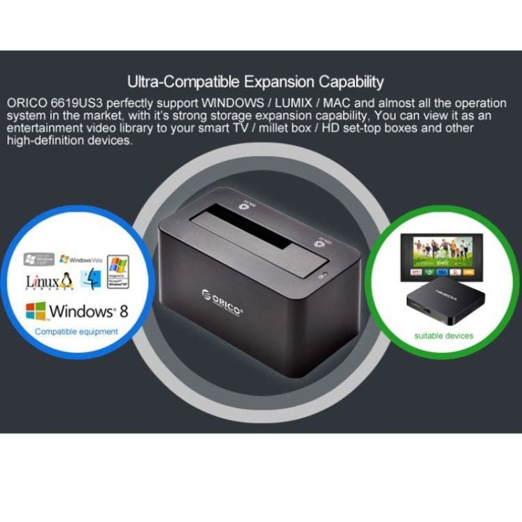 ORICO 6619US3 5Gbps Super Speed USB 3.0 to SATA Hard Drive Docking Station for 2.5 inch / 3.5 inch Hard Drive, 6619US3 – Durable Build, Easy to Use