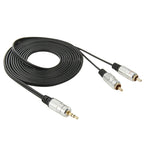 3.5mm Jack Stereo to 2 RCA Male Audio Cable, Length: 3m, 2 RCA, Length: 3m – Durable Build, Easy to Use