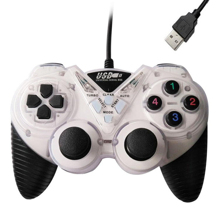 Wired Vibration Gamepad PC USB Controller Joystick Game Handle(White) Default Title