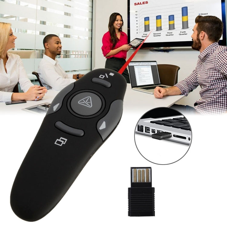 Multimedia Presenter with Laser Pointer & USB Receiver for Projector / PC / Laptop, Control Distance: 15m, 016 – TPU