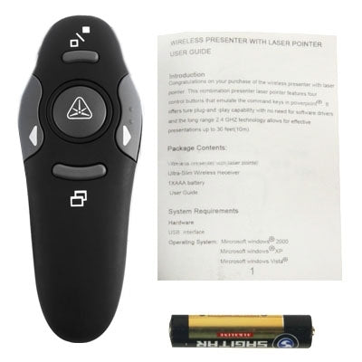 Multimedia Presenter with Laser Pointer & USB Receiver for Projector / PC / Laptop, Control Distance: 15m, 016 – TPU