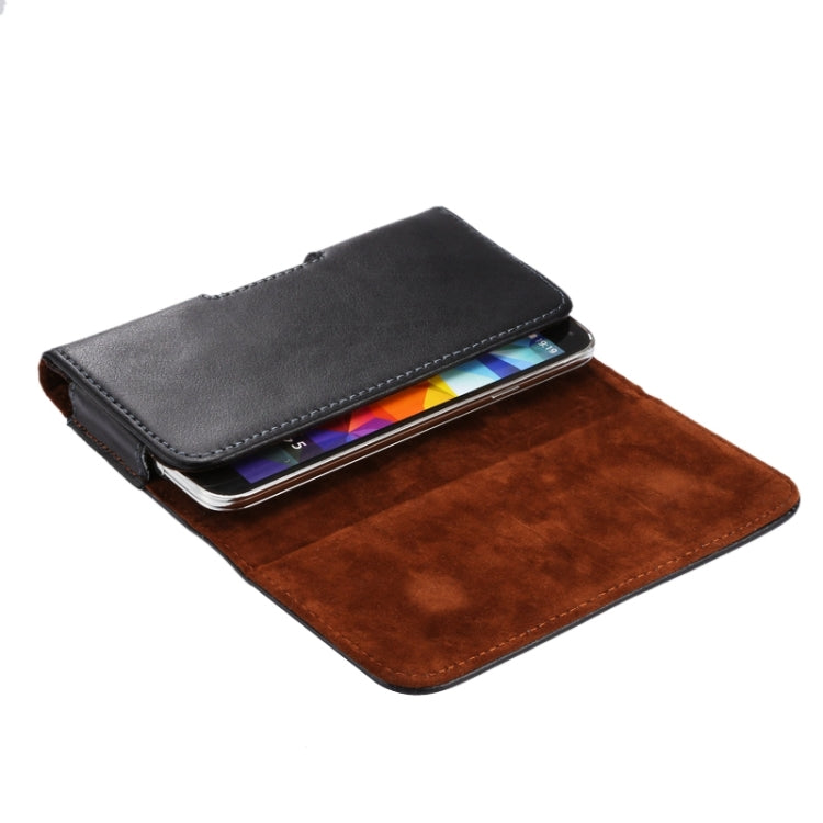 Universal Horizontal Style Leather Waist Bag with Back Splint for iPhone X , Samsung S7 / S5 / S4, Grand DUOS / I9082 – Leather