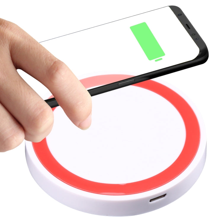 Universal QI Standard Round Wireless Charging Pad (White + Red), White,... White + Red White + Red