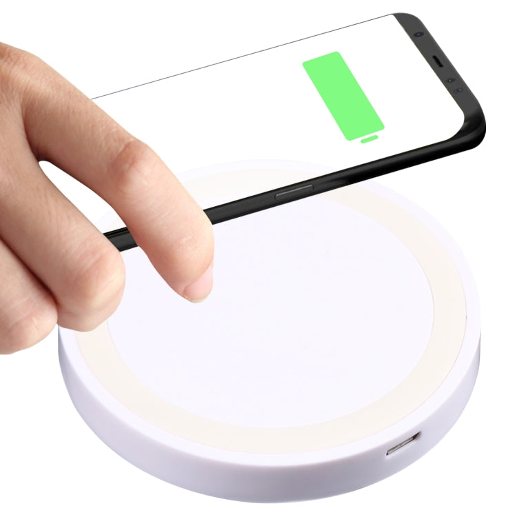 Universal QI Standard Round Wireless Charging Pad (White + Red), White,... White White