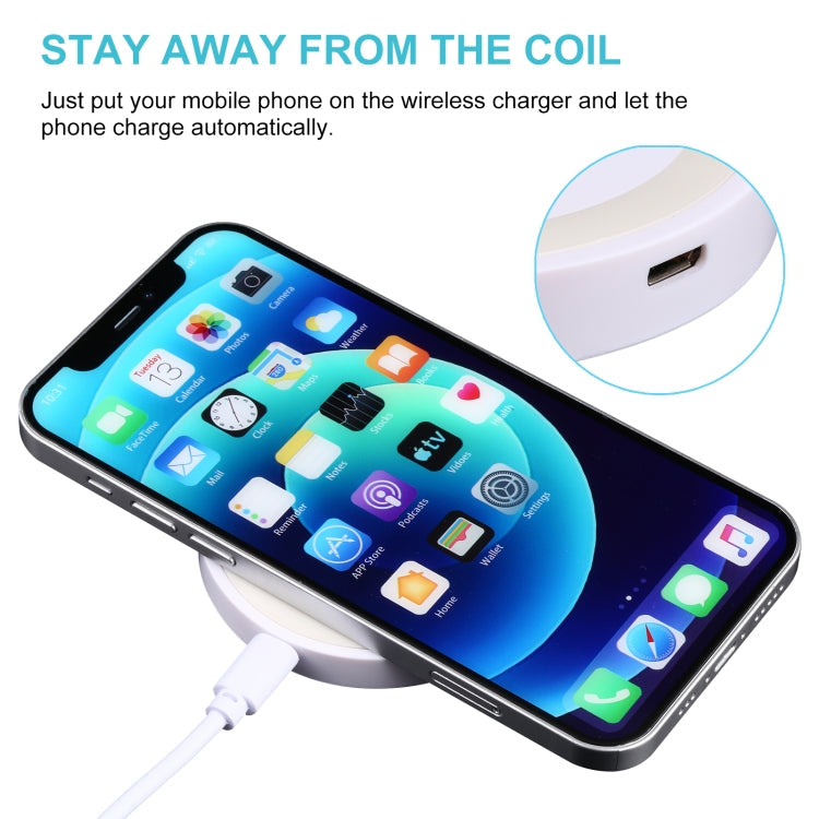 Universal QI Standard Round Wireless Charging Pad (White + Red), White,...