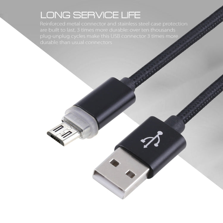 1m Woven Style Micro USB to USB 2.0 Data Sync Cable with LED Indicator Light – Durable Build, Easy to Use