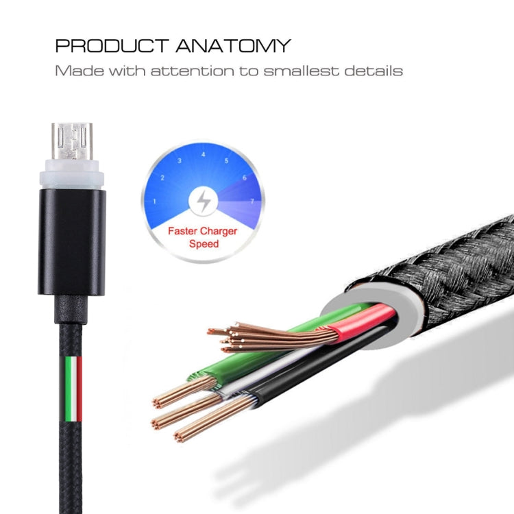 1m Woven Style Micro USB to USB 2.0 Data Sync Cable with LED Indicator Light – Durable Build, Easy to Use