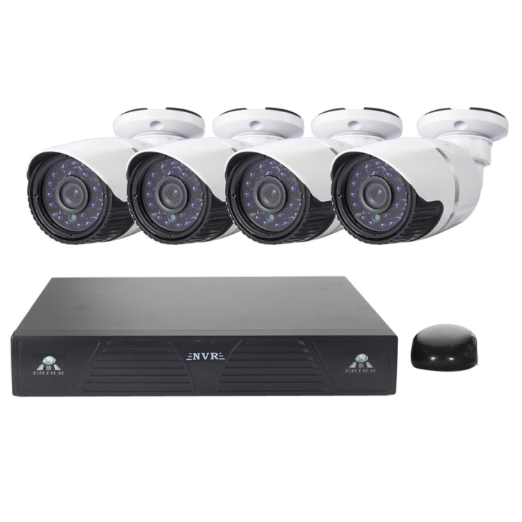 4CH H.264 720P HD Bullet IP Camera NVR Kit, 30m IR Night Vision, Support Video / Audio Input, 4CH H.264 720P 4CH H.264 720P