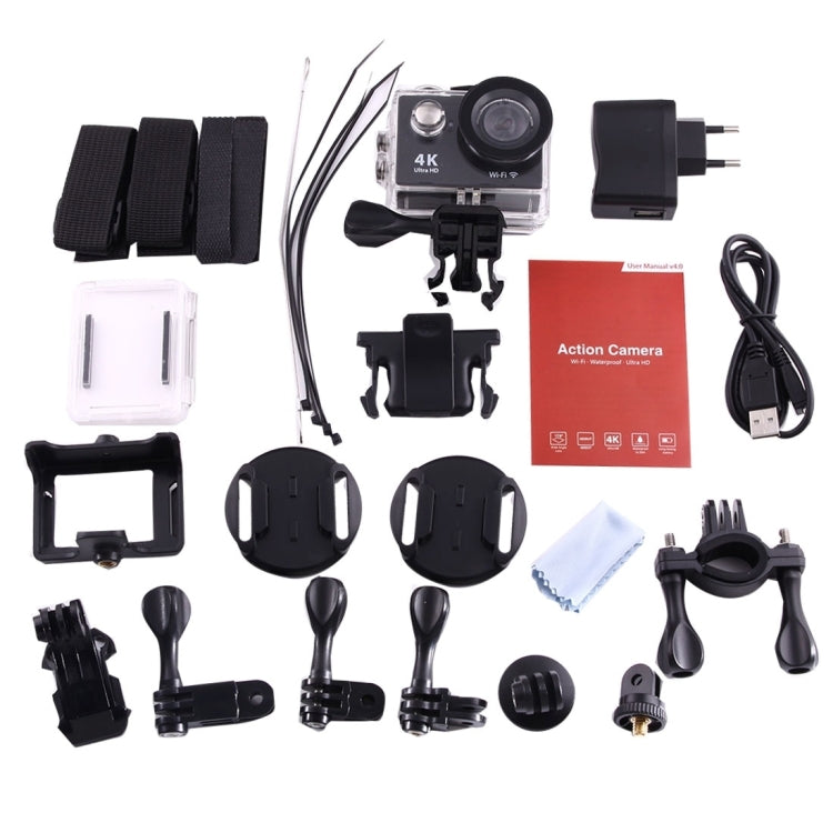 H9 4K Ultra HD1080P 12MP 2 inch LCD Screen WiFi Sports Camera, 170 Degrees Wide Angle Lens, 30m Waterproof, H9 4K (Black) – Waterproof, TPU, 4K