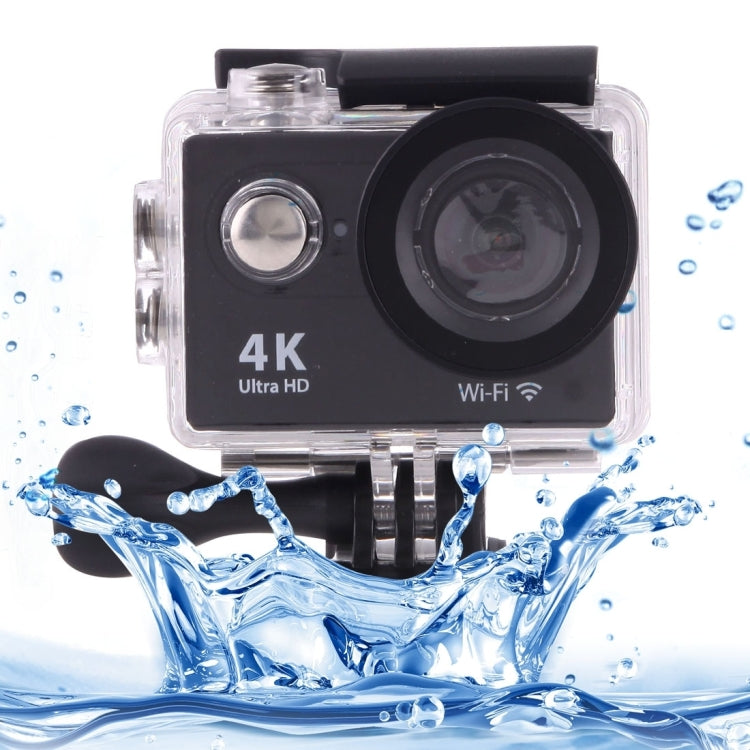 H9 4K Ultra HD1080P 12MP 2 inch LCD Screen WiFi Sports Camera, 170 Degrees Wide Angle Lens, 30m Waterproof, H9 4K (Black) – Waterproof, TPU, 4K