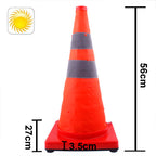 3-LED Solar Lift Traffic Safety Warning Road Cones, Height: 56cm, Height: 56cm