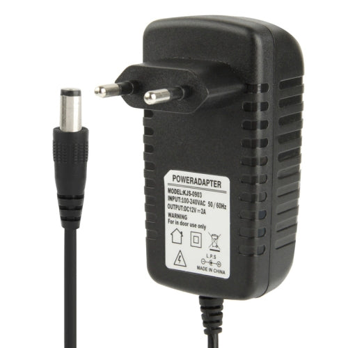 High Quality AC 100-240V to DC 12V 2A Power Adapter, Tips: 5.5 x 2.1mm, Cable Length: 1m, EU Plug DC 12V 2A, US Plug DC 12V 2A EU Plug DC 12V 2A Black