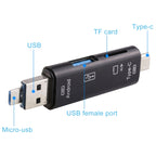 D-188 3 in 1 TF & USB to Micro USB & Type-C Card Reader OTG Adapter Connector – Durable Build, Easy to Use