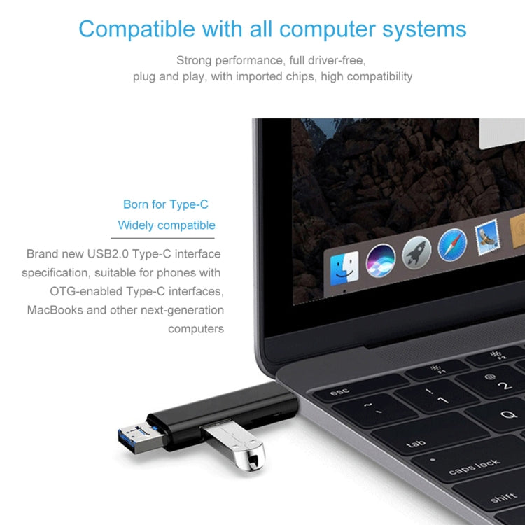 D-188 3 in 1 TF & USB to Micro USB & Type-C Card Reader OTG Adapter Connector – Durable Build, Easy to Use