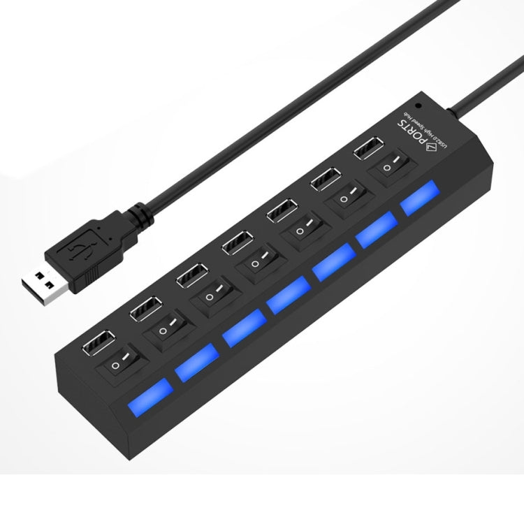 7 Ports USB Hub 2.0 USB Splitter High Speed 480Mbps with ON/OFF Switch / 7 LEDs, 7 Ports (White), 7 Ports (Black) – Plug-and-play