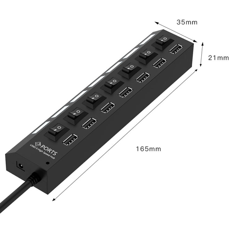 7 Ports USB Hub 2.0 USB Splitter High Speed 480Mbps with ON/OFF Switch / 7 LEDs, 7 Ports (White), 7 Ports (Black) – Plug-and-play