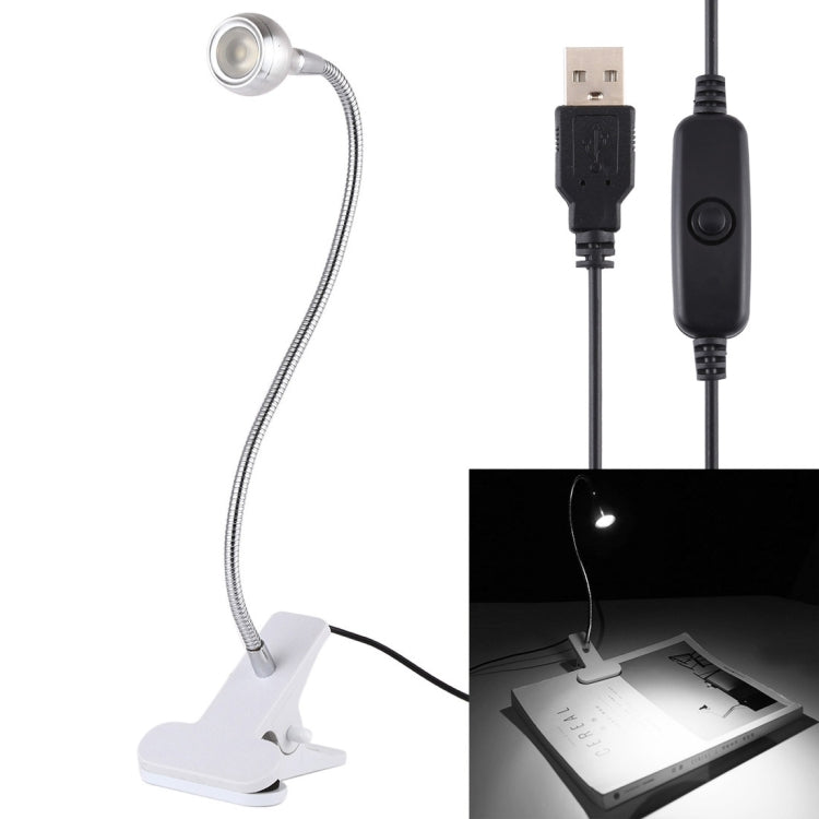 3W 360 Degree Rotation USB Metal Flexible Neck LED Light with Switch & Clip (Warm White Light Silver), S-UL-3119, S-UL-3119A, S-UL-3119B, S-UL-3119S S-UL-3119B