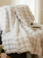 Faux Rabbit Fleece Throw Blanket | Soft & Warm | 100% Polyester