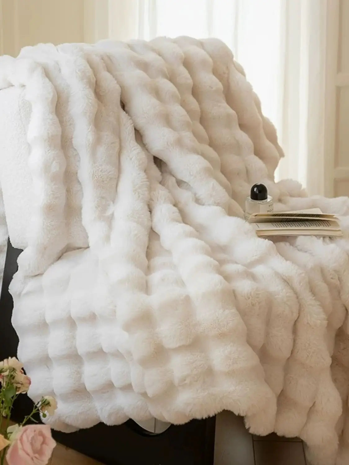 Faux Rabbit Fleece Throw Blanket | Soft & Warm | 100% Polyester