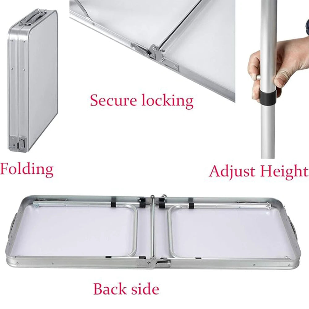 4ft Aluminium Folding Camping Table | 3 Height Settings | 120x60cm