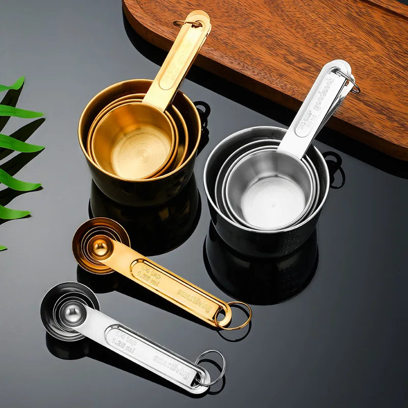 8-Piece Gold Stainless Steel Measuring Cups & Spoons Set