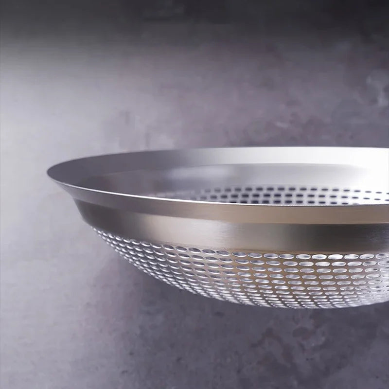 Stainless Steel Round Skimmer & Mesh Strainer – Colander Sieve for Draining, Frying, and Filtering, Available in Multiple Sizes: 22cm, 24cm, 26cm, 28cm