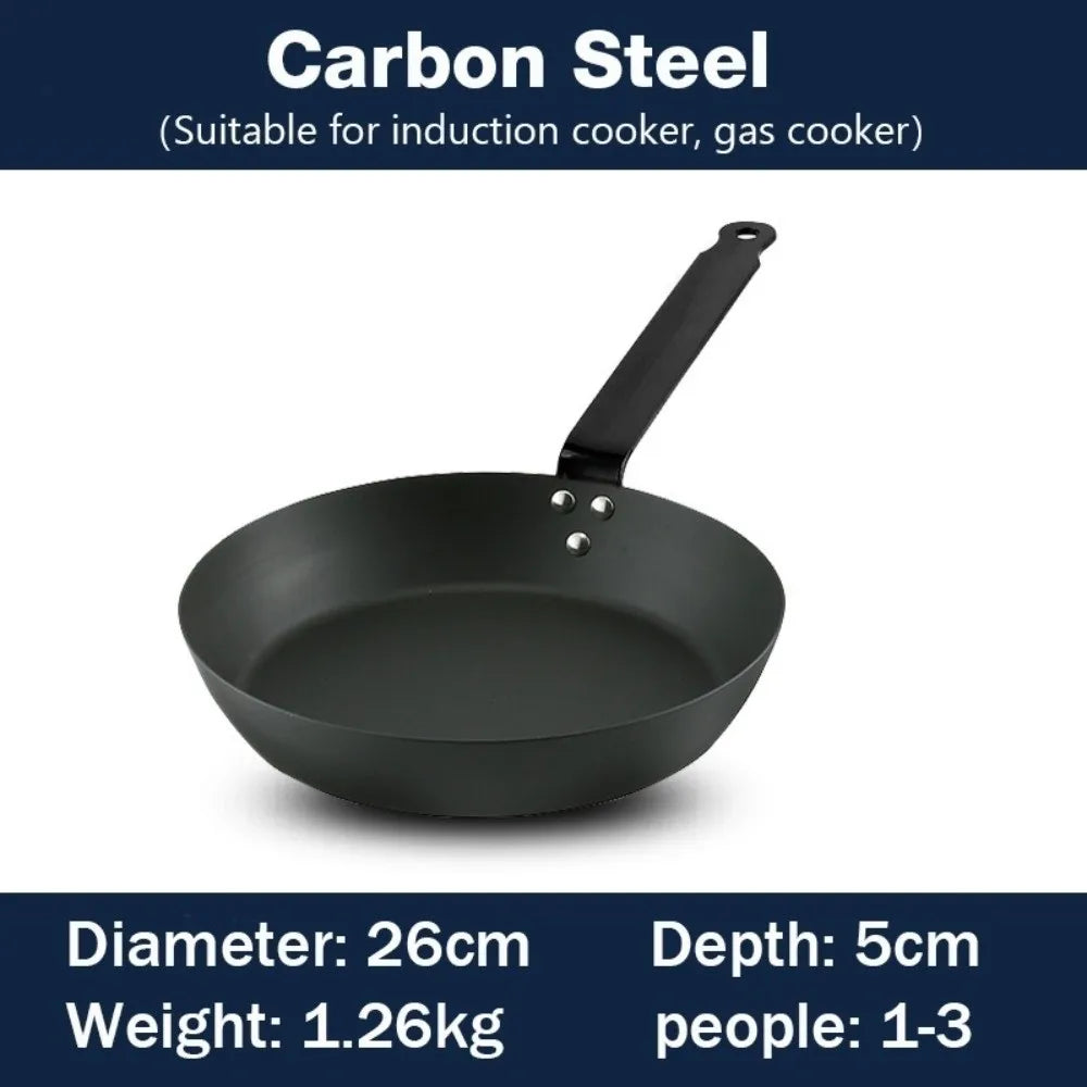 Carbon Steel Skillet Pan Black 26cm