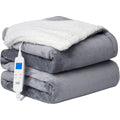 Grey Electric Heated Throw Over Blanket Reversible