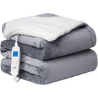 Grey Electric Heated Throw Over Blanket Reversible