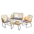 Grey Bamboo Style Garden Sofa, Table & Chairs 4 Piece Set