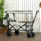 Outdoor Push Pull Wagon Stroller Cart with Canopy Top