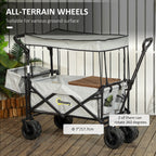 Outdoor Push Pull Wagon Stroller Cart with Canopy Top