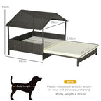 Extendable Rattan Dog House with Water-Resistant Roof, Cushion