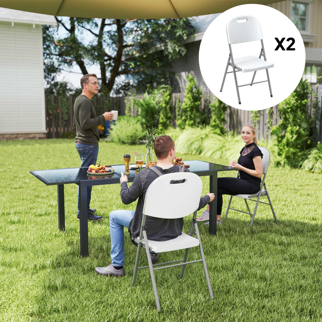 Folding Garden Chair Set with Steel Frame