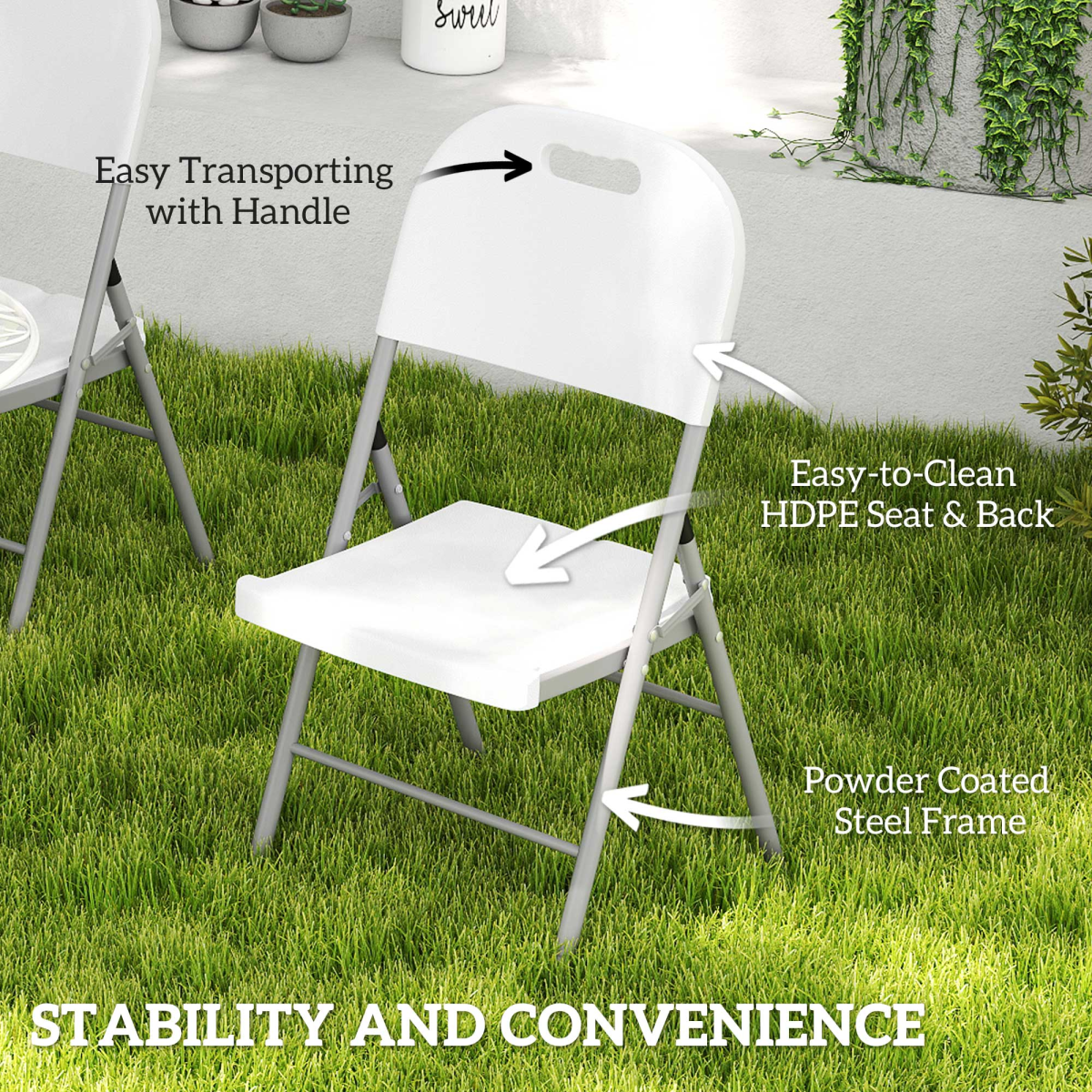 Folding Garden Chair Set with Steel Frame