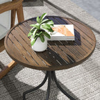 Round Garden Table Outdoor Side Table with Steel Frame
