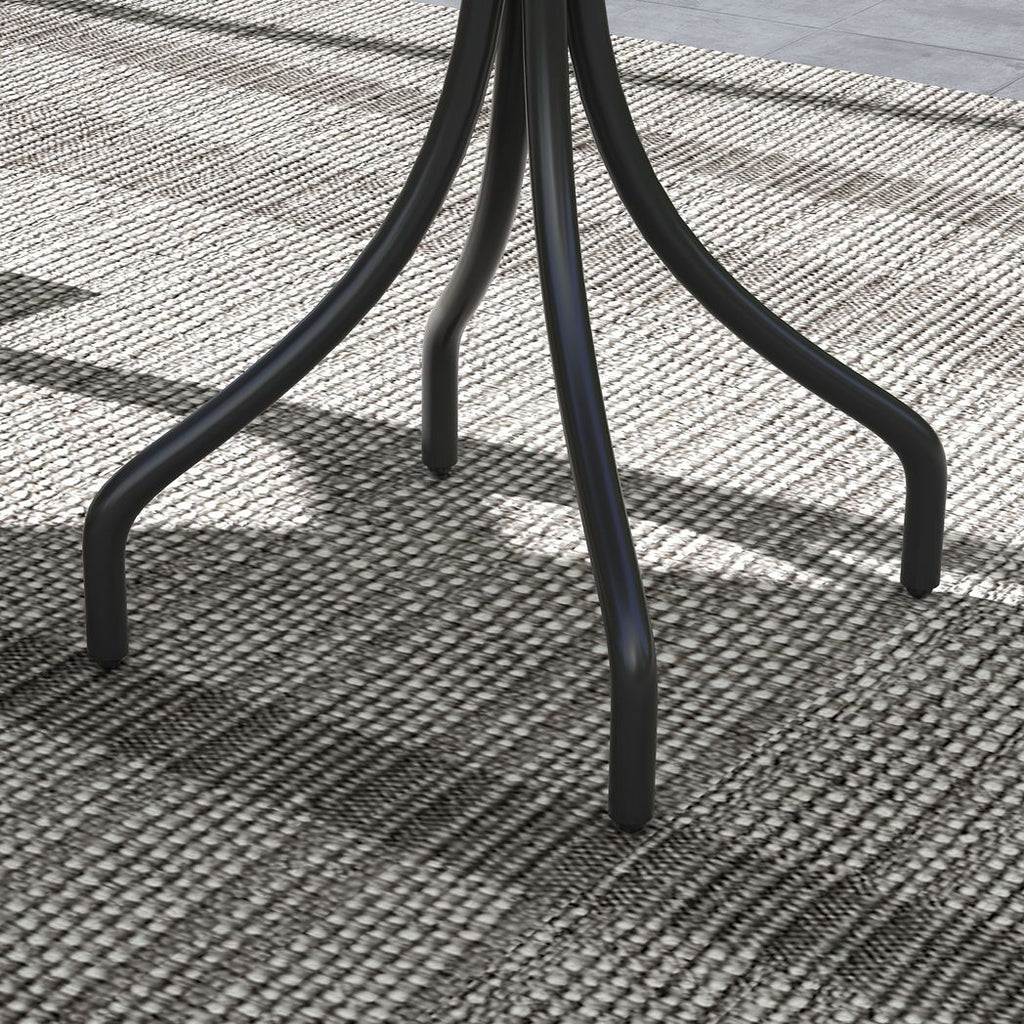 Round Garden Table Outdoor Side Table with Steel Frame