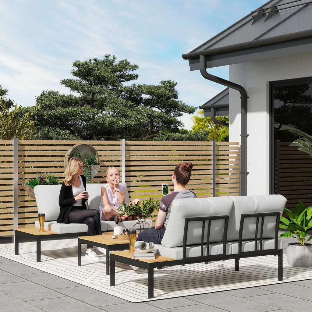 4 Seater Garden Corner Sofa Set with Removable Thick Cushions