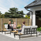 4 Seater Garden Corner Sofa Set with Removable Thick Cushions