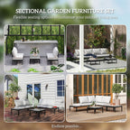 4 Seater Garden Corner Sofa Set with Removable Thick Cushions