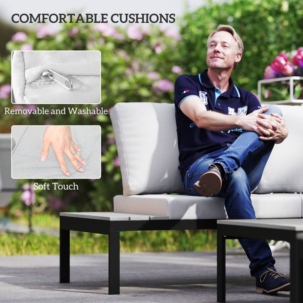 4 Seater Garden Corner Sofa Set with Removable Thick Cushions