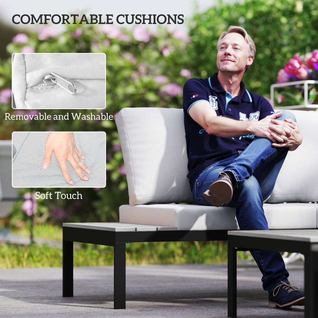 4 Seater Garden Corner Sofa Set with Removable Thick Cushions