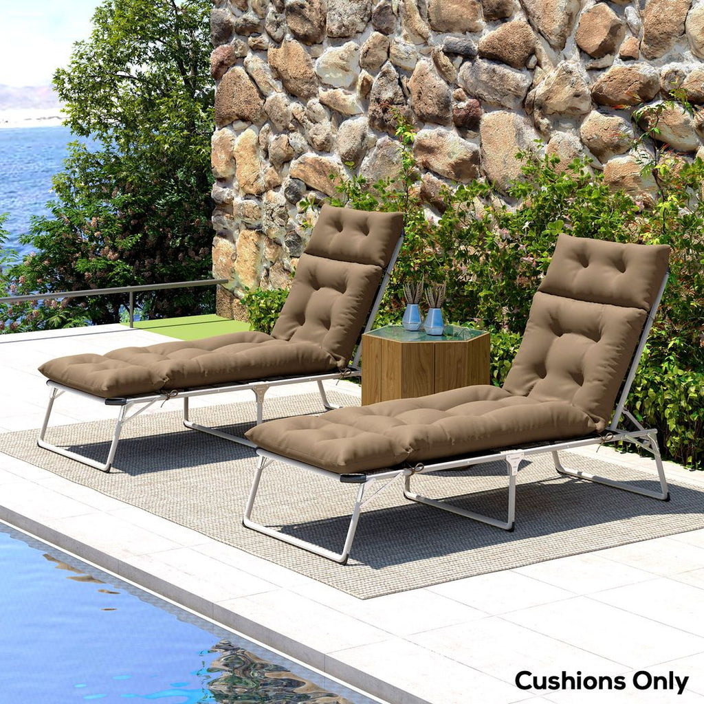 Garden Lounge Chair Cushions Set of 2, 220gsm Fabric