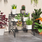 3-Tier Metal Plant Stand for Garden Balcony Indoor Outdoor, Black